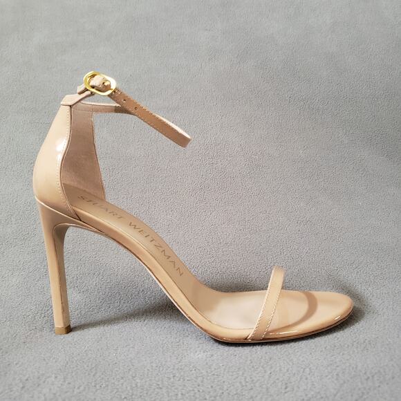 Stuart Weitzman Nudistsong Heels Adobe 8.5 STUA-WZ128 Tan Brown Patent Leather - Picture 14 of 16